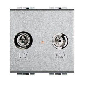   Bticino NT4211D Light Tech kettős TV- és rádiócsatlakozó-aljzat, 1 modulos kivitelben, koaxiális antennavezetékek csatlakoztatásához