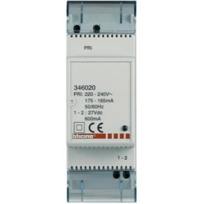   BTICINO 346020 2 vezetékes (SCS buszos) kaputelefon kiegészítő tápegység (lokális): 27VDC, 600mA