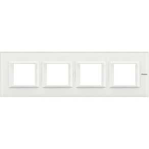   BTICINO Axolute takarókeret 2+2+2+2m VBB szögletes vízszintes fehér üveg HA4802M4HVBB