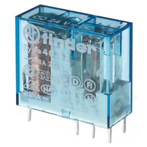   Finder 40.52.9.060.5000 relé 2CO(váltó) 8A 60V DC, 5mm lábkiosztás, AgNi+Au érzékelőkkel, NYÁK-ba vagy foglalatba