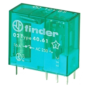   Finder 40.61.6.012.4000 miniatűr print-/ dugaszolható relé, egyes bistabil, 1 váltóérintkező 16 A, érintkezőanyag: AgSnO2, : 12 V AC/DC