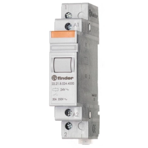  Finder 22.21.9.024.4000 sorbaépíthető monostabil relé, 20A (AC-7a), 1NO, 24V DC,
