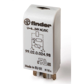   Finder 99.02.0.060.98 dugaszolható modul, zöld LED-es állapotjelzés + varisztor, (28...60)V AC/DC