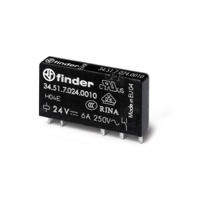   Finder 34.51.7.024.0010 ultravékony printrelé 1CO(váltó) 6A 24V DC érzékeny