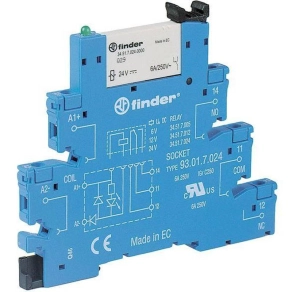   Finder 38.81.7.024.9024 csatoló relé modul, csavaros csatlakozás, SSR, bemenet: 24 V DC, kimenet: 1 záróérintkező 2 A/24 V DC
