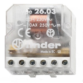   Finder 26.03.8.012 relé AC 1NO(záró) 1NC(nyitó) Kompakt felépítésű léptető impulzusrelé 10A 12VAC
