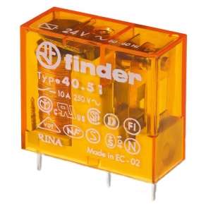   Finder 40.51.8.048 miniatűr print/dugaszolható relé 1CO(váltó) 10A 48V AC, 5mm lábkiosztás