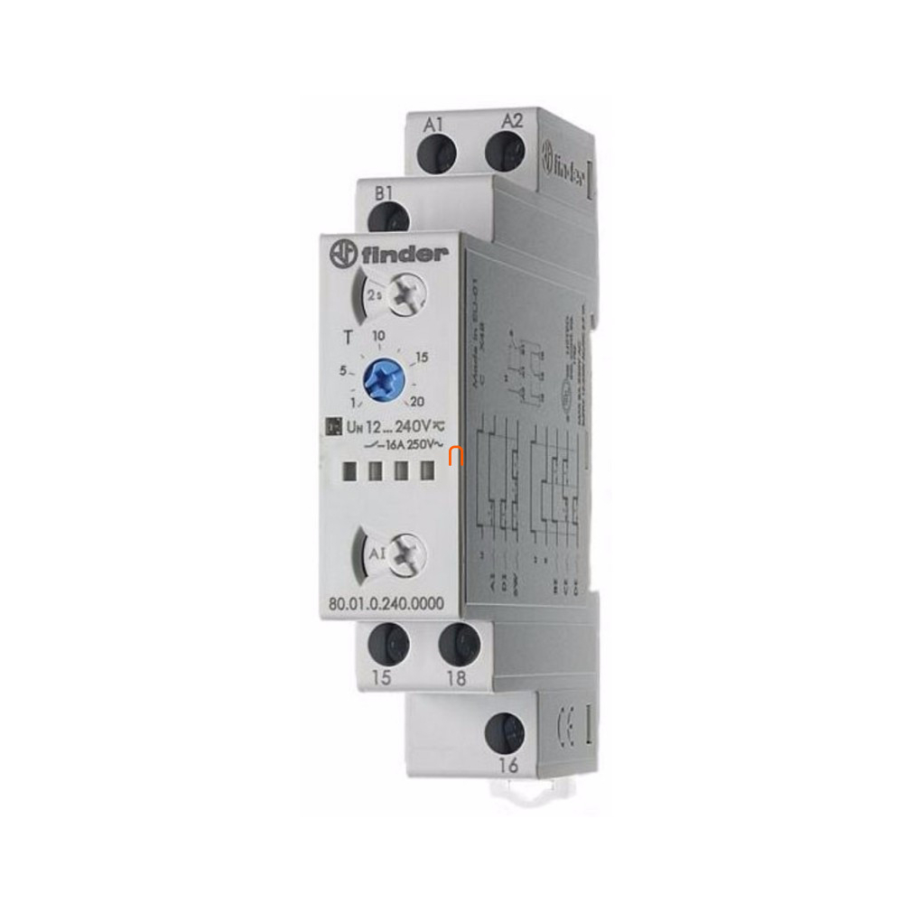 Finder 80.01.0.240.0000 időrelé 1CO 16A 12-240V AC/DC többfeszültségű többfunkciós
