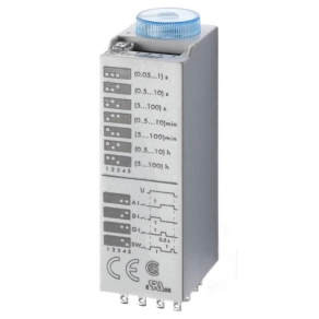   Finder 85.04.0.024.0000 időrelé, dugaszolható, 4 működési funkció, 4 váltóérintkező 7 A, tápfeszültség: 24 V AC/DC