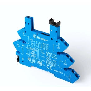   Finder 93.51.0.024 foglalat húzórugós csatlakozással, relé típusa: 34.51 vagy 34.81, vezérlőfeszültség: (6...24)V AC/DC