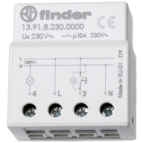   Finder 13.91.8.230.0000 Elektronikus impulzusrelé, mélyített készülékdobozba szerelhető, 1 záróérintkező 10 A, tápfeszültség: 230 V AC