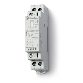   Finder 22.32.0.024.4540 Installációs mágneskapcsoló, kontaktor, 25A, 24V AC/DC, mechanikus állapotjelzés + LED
