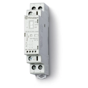   Finder 22.32.0.230.1340 Installációs mágneskapcsoló, 2 záróérintkező 25 A, tápfeszültség: 230 V AC/DC, Auto-Off-On - kapcsoló