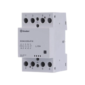   Finder 22.64.0.230.4710 Installációs mágneskapcsoló, kontaktor, 63A, 3 záró+1 nyitó érintkező, 230V AC/DC