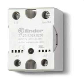   Finder 77.25.8.230.8650 Elektronikus (SSR) relé, 25 A / (48...600)V AC, max. bekapcsolási áram: 300 A - 10 ms, bemenet: (90...280)V AC
