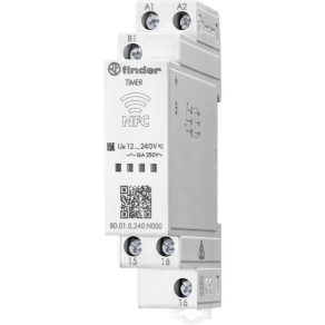   Finder 80.01.0.240.N000 időrelé 1CO 16A 12-240V AC/DC többfeszültségű többfunkciós, NFC segítségével programozható