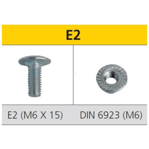   Tálcacsavar/lencsefejű csavar M6x15 + M6 anya 9E2 Apolo/Celo