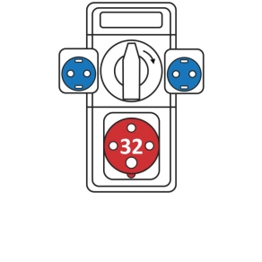   Ipari kombináció: 1 db DAFB 32A 4P, 2 db VZ16, kapcsoló 01 ROS 4/V-50 /S (200867) SEZ