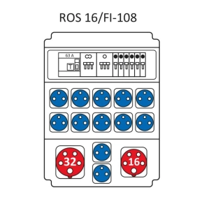  Ipari kombináció Standard, 16modul kisfeszültségű elosztótábla, védelemmel ROS 16/FI-108/S (203013) SEZ
