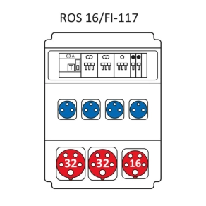   Ipari kombináció Standard, 16modul kisfeszültségű elosztótábla, védelemmel ROS 16/FI-117/S (203031) SEZ