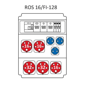   Ipari kombináció Standard, 16modul kisfeszültségű elosztótábla, védelemmel ROS 16/FI-128/S (203043) SEZ