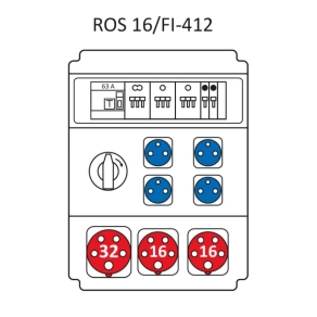   Ipari kombináció Standard, 16modul kisfeszültségű elosztótábla, védelemmel ROS 16/FI-412/S (203151) SEZ