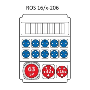   Ipari kombináció Védelem nélkül, 16modul vezetékelve a Standard típus szerint ROS 16/x-206/S (203081) SEZ