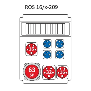   Ipari kombináció Védelem nélkül, 16modul vezetékelve a Standard típus szerint ROS 16/x-209/S (203087) SEZ