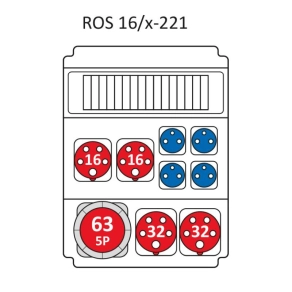   Ipari kombináció Védelem nélkül, 16modul vezetékelve a Standard típus szerint ROS 16/x-221/S (203099) SEZ