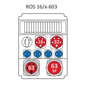   Ipari kombináció Védelem nélkül, 16modul vezetékelve a Standard típus szerint ROS 16/x-603/S (203205) SEZ