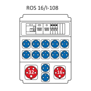   Ipari kombináció Economi, 16modul kisfeszültségű elosztótábla, védelemmel (kismegszakítókkal szerelve) ROS 16/I-108/S (203015) SEZ