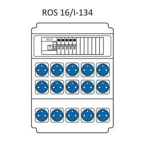   Ipari kombináció Economi, 16modul kisfeszültségű elosztótábla, védelemmel (kismegszakítókkal szerelve) ROS 16/I-134/S (203051) SEZ IP54 15x250V