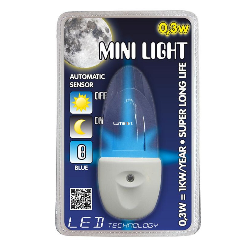 Éjszakai irányfény alkonykapcsolóval kék, fehér (Mini Light)