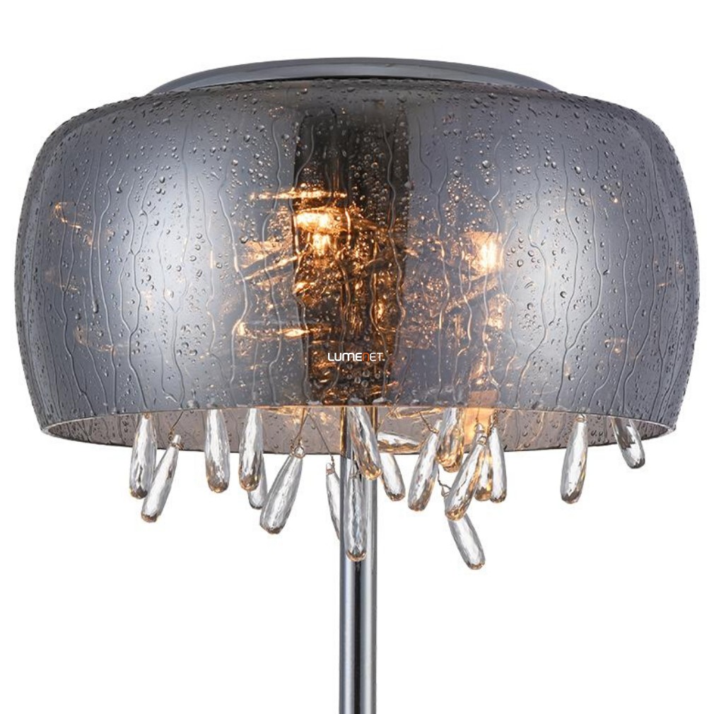 Füstszínű asztali lámpa csepp díszekkel, 42 cm - Atmosphera Luxera 46096, 3xG9 foglalattal
