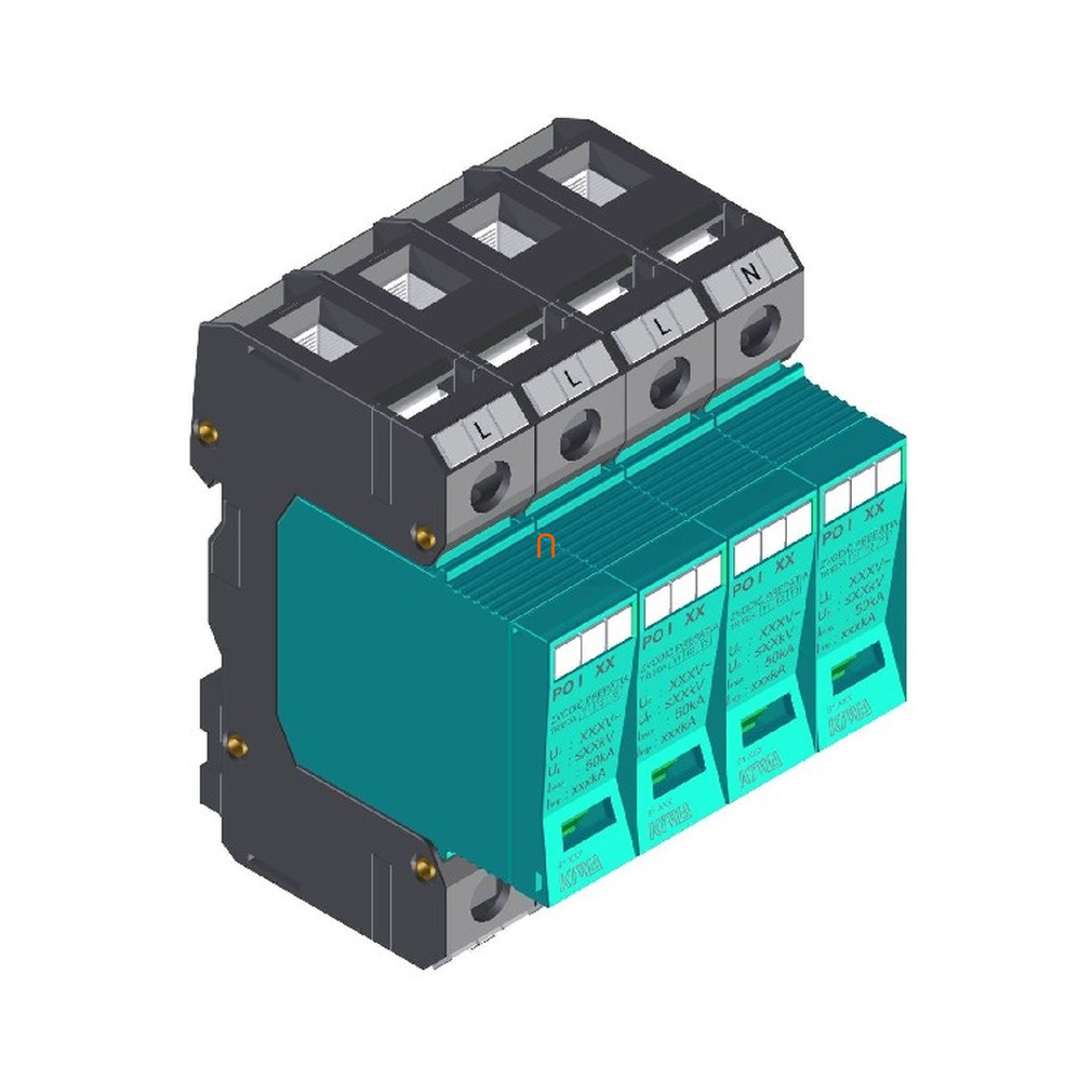 Villámáram-levezető és túlfeszültség-védelmi készülék PO I 4 280V 12,5kA T1+T2 (B+C) KIWA 81.004
