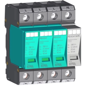   PO II 3+1 280V túlfeszültség levezető 20kA T2+T3 (C+D) 82.018 KIWA