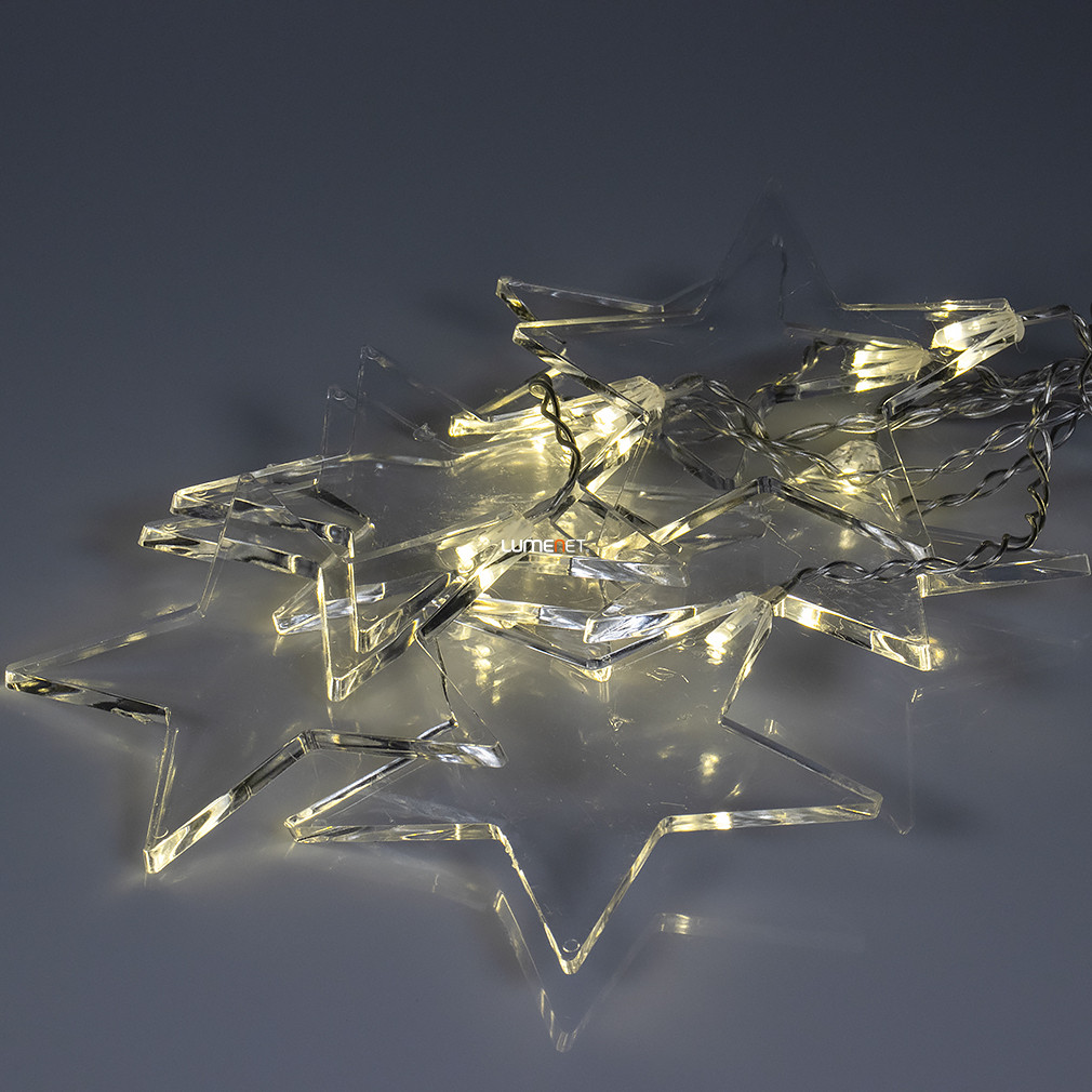 Karácsonyi kültéri/beltéri csillagos fényfüggöny, 45x84 cm, melegfehér, 8 LED