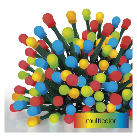   LED karácsonyi fényfüzér, cseresznye – golyók, 8 m, kültéri és beltéri, többszínű, időzítő