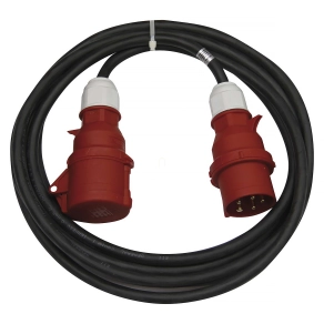   3 fázisú kültéri hosszabbító 20 m / 1 aljzat / fekete / gumi / 400 V / 2,5 mm2
