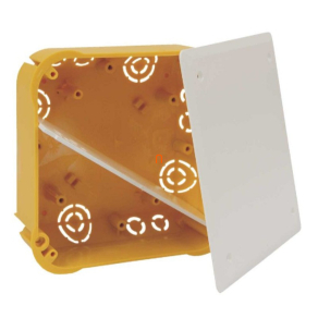   Gipszkarton kötődoboz 120x120x45mm, fedéllel és válaszfallal, sárga, KO 110/L NA Kopos