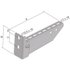   Kábellétra oldalfali tartókonzol 218x104 közepes terh. Sendzimir, DS 200 S Kopos