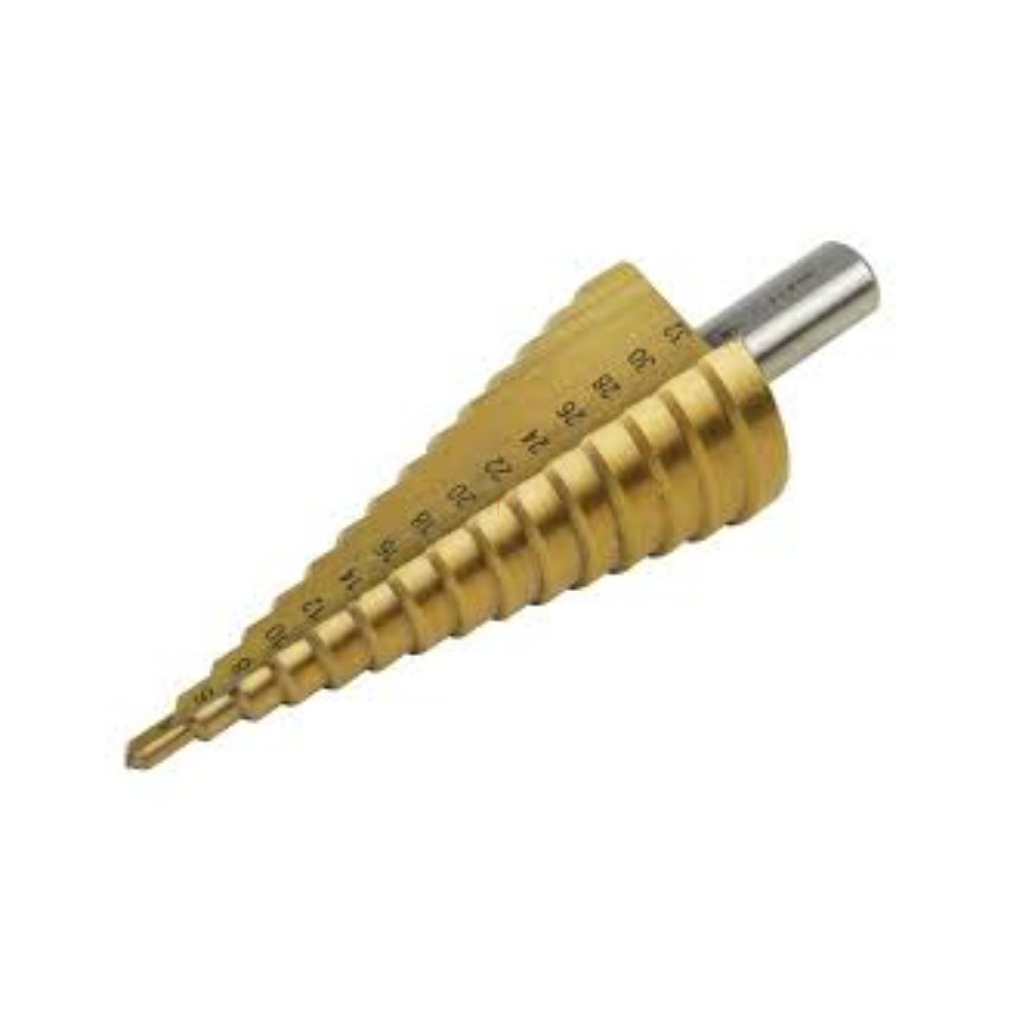 Lépcsős fémfúró 9 lépcsős 4-20mm 20053  4mm vastag anyagokhoz TiN bevonat