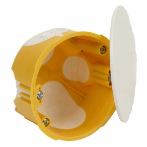   Gipszkarton doboz 1-es, d73mm, 45mm mély, univerzális, sárga, fedéllel KUL 68-45/LD2 NA Kopos