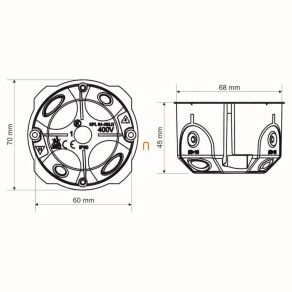   Gipszkarton doboz 1-es, d68mm, 45mm mély, sárga KPL 64-45/LD NA Kopos