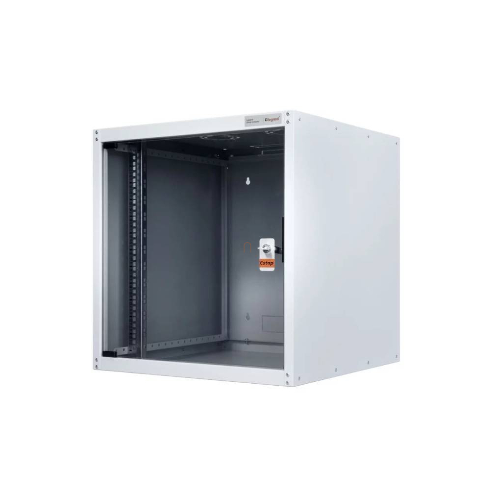 Leg. EVO12U6060  hálózati rackszekrény, 19coll  12U 600x600x626mm szürke egyrészes, üvegajtós készre szerelt MAX: 65 kg Evoline