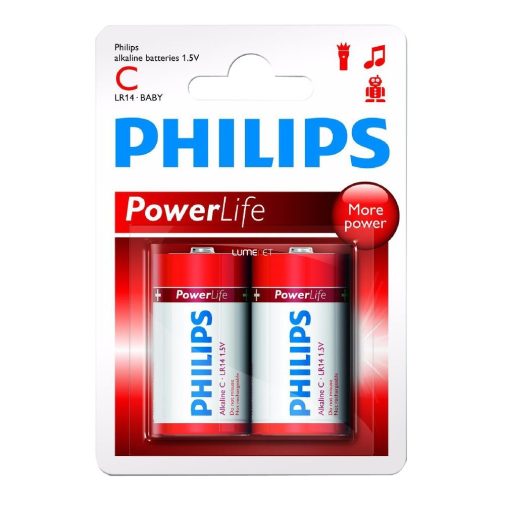 Philips PowerAlkaline LR14-P2B/10 C baby elem LR14 2db/csomag