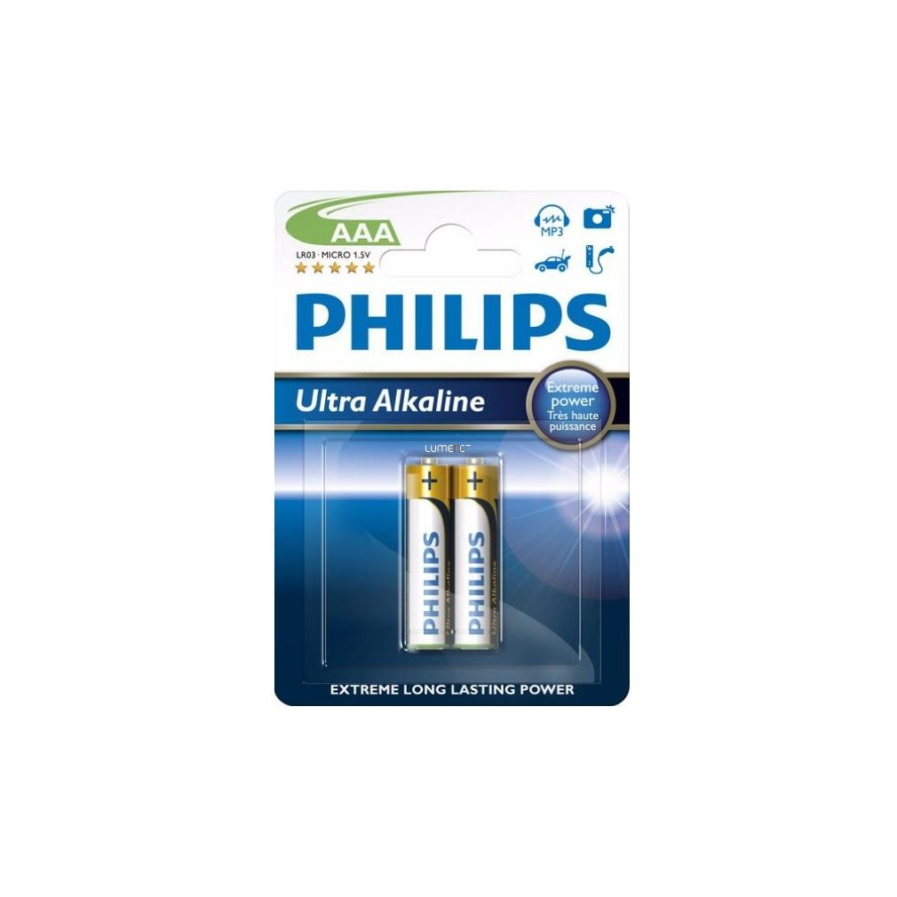 Philips UltraAlkaline LR03E2B/10 AAA mikro elem LR03 2db/csomag