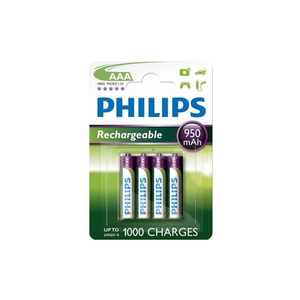Philips MultiLife R03-B4A95/10 AAA mikro akku /950mAh 4db/csomag