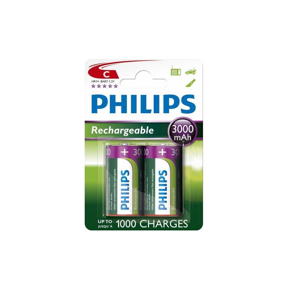 Philips MultiLife R14-B2A300/10 C baby akku /3000mAh 2db/csomag