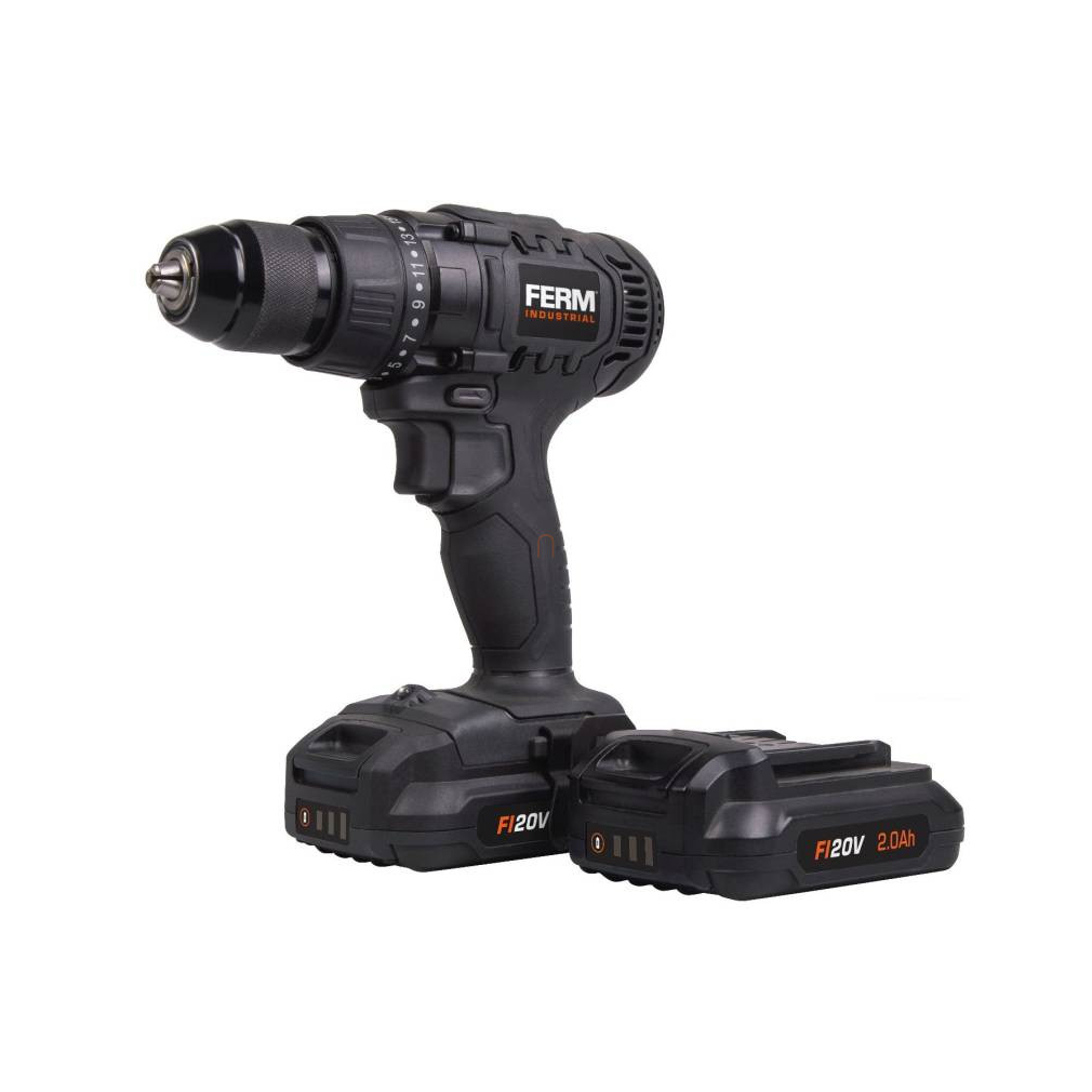 FERM Industrial akkus ipari fúró-csavarozó, Li-ion 20V, 2db 2.0Ah akkumulátorral, 60 perces töltővel  CDM1141P – Készlet erejéig!!!